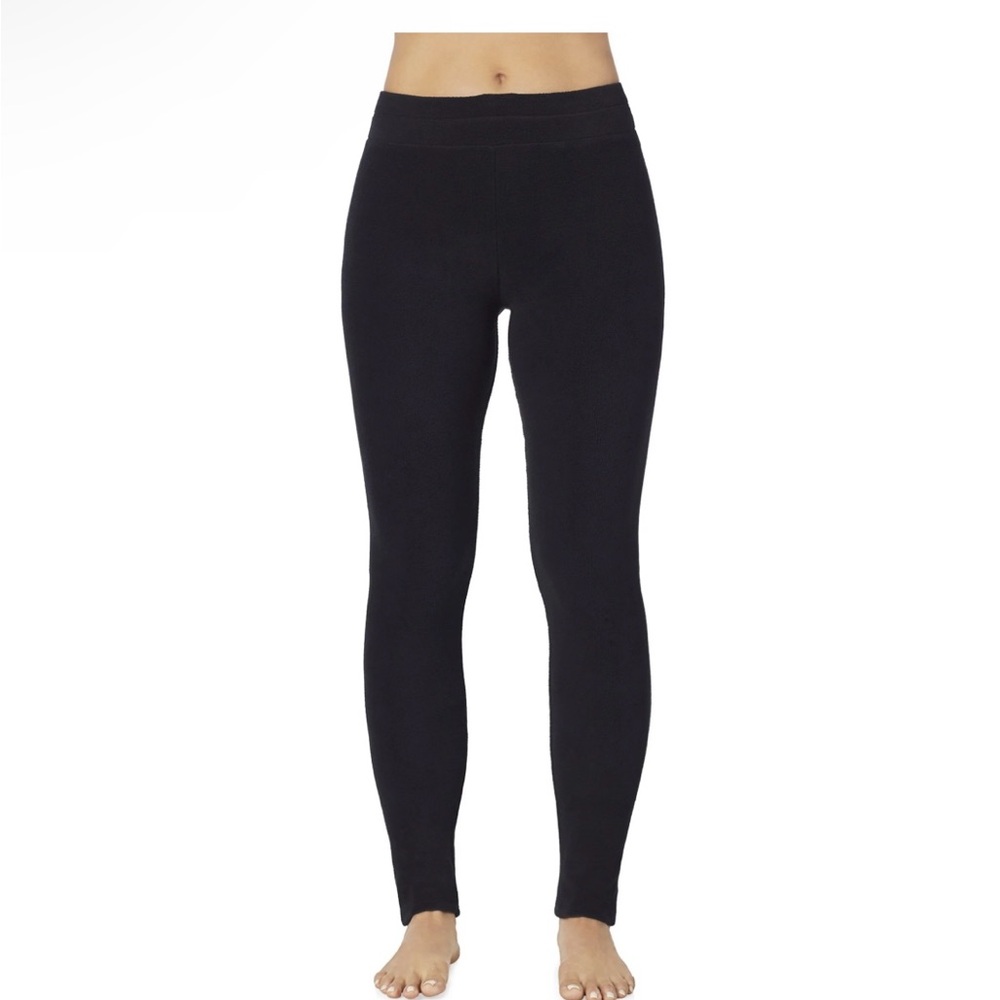 Cuddl Duds Fleecewear with stretch Black Leggings with Elastic Waistband
